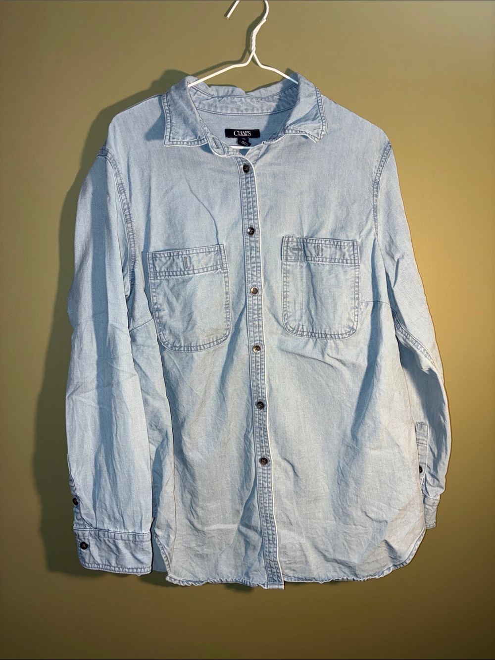 Chaps Light Blue Denim Button-Down Shirt